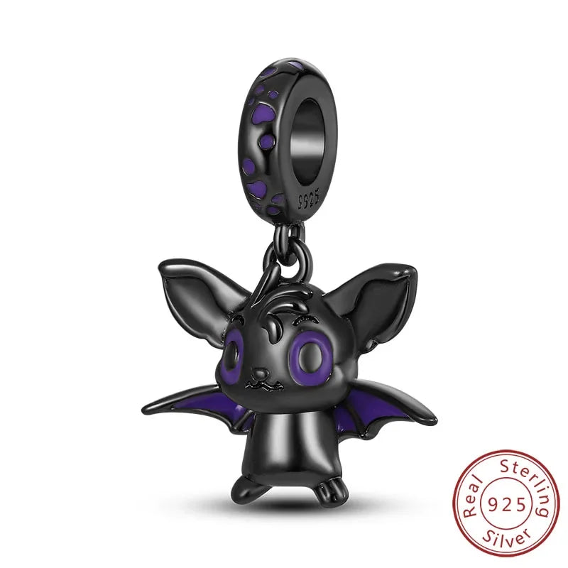 Halloween 925 Sterling Silver Luminous Pumpkin Witch Charm | Skeleton, Mummy & Candy Bead for DIY Bracelet Jewelry Gift