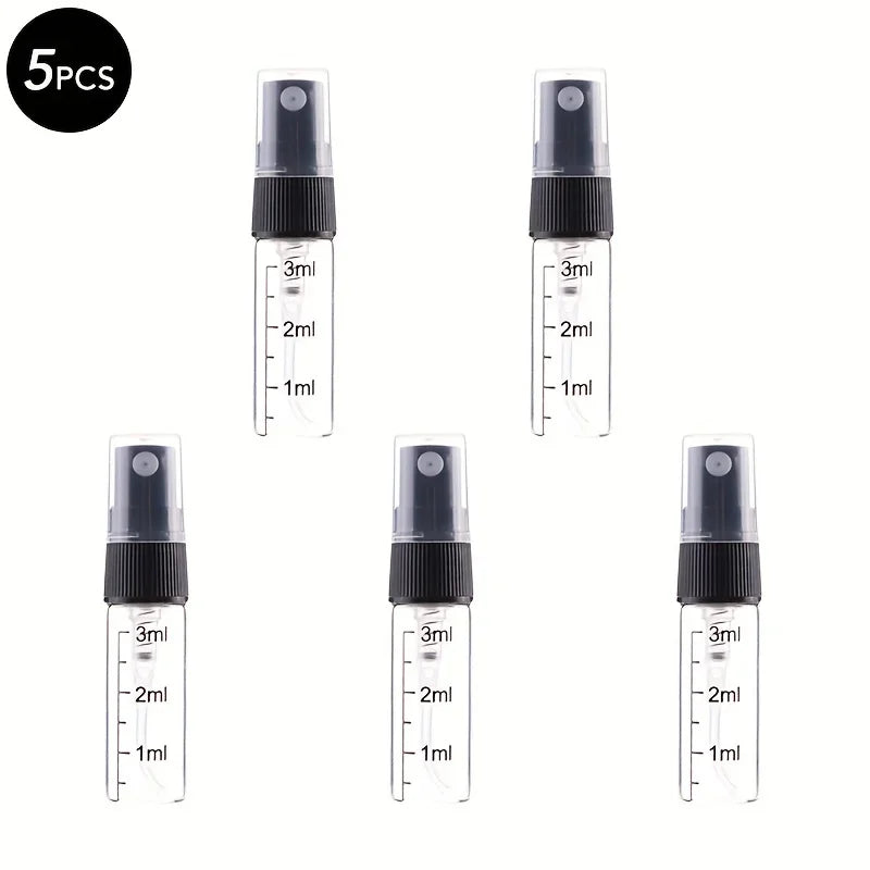 5/10PCS Mini Glass Perfume Bottles – 3ML / 5ML / 10ML Travel Toner & Cosmetic Dispenser | Tea-Colored Graduated Bottles