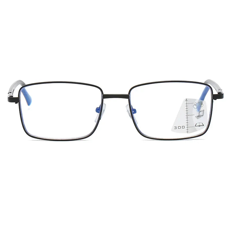 Ultralight Progressive Multifocal Glasses – Square Frame Non-Slip Presbyopic Reading Glasses for Men & Women +4.0
