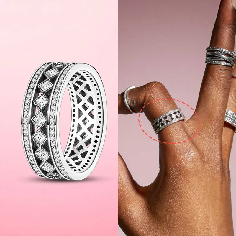 925 Silver Stackable Infinite Heart Daisy Flower Ring for Women | Sterling Silver Brand Jewelry Gift