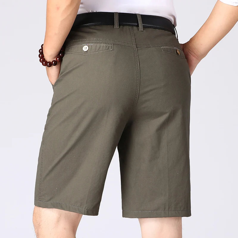Classic Cotton Bermuda Shorts | Knee-Length Comfortable Board Shorts for Outdoor & Beach | Black & KhakiClassic Cotton Bermuda Shorts | Knee-Length Comfortable Board Shorts for Outdoor & Beach | Black & Khaki
