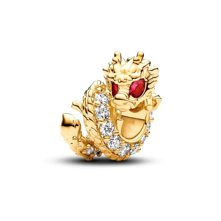 Hot Sale Gold Plated Heart & Chinese Dragon Charm Beads | Fashion Jewelry for Original Silver Bracelets
