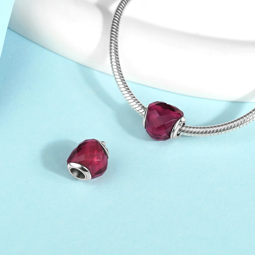 New 925 Sterling Silver Pink Daisy Murano Glass Charm | Cold Enamel Bead Fit Pandora Bracelet & Necklace