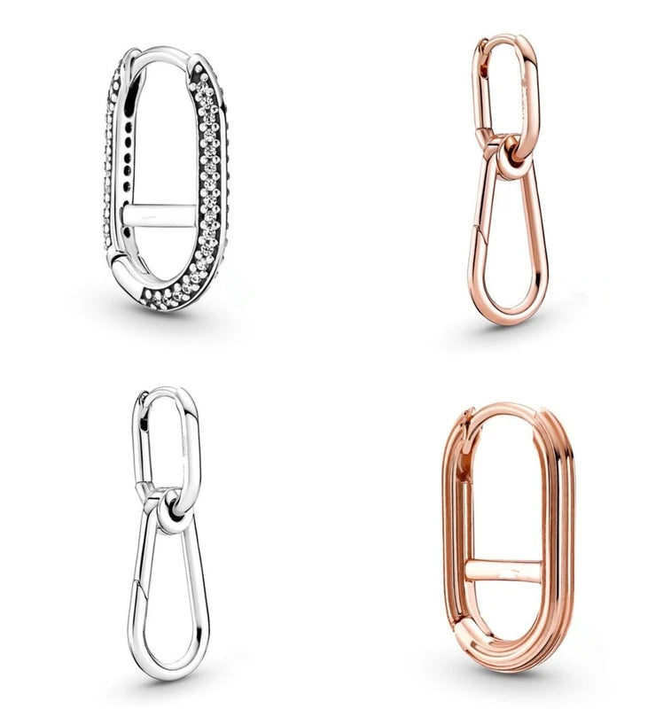 Authentic 925 Sterling Silver Rose Pave Link Stud Earrings | Elegant Pandora ME Jewelry Gift for Women