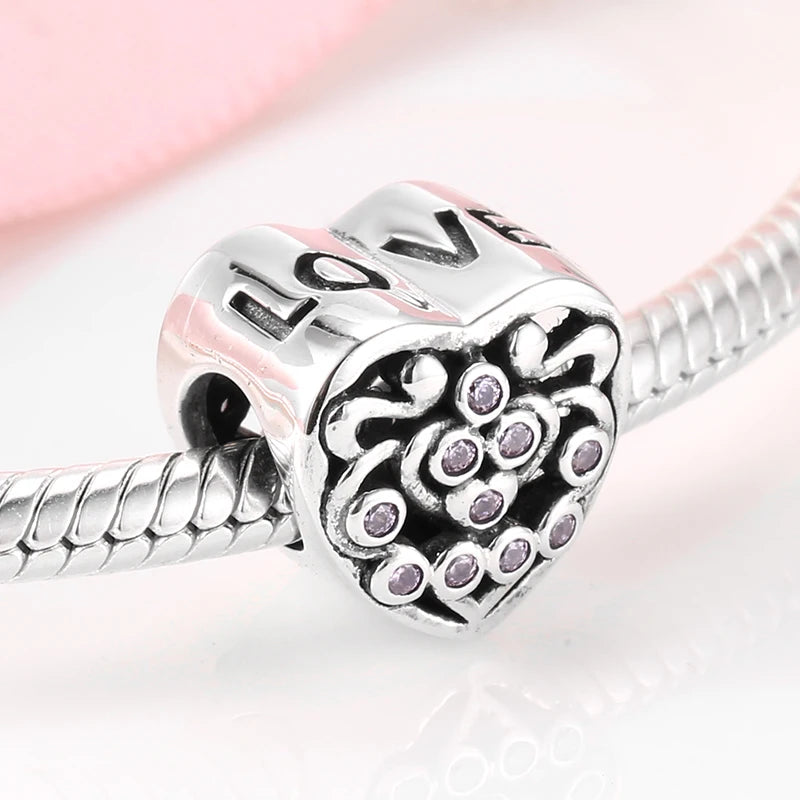 Give Birth To Life Pregnant Mother 925 Sterling Silver Charm | Pink CZ Beads Fit Original Bracelets