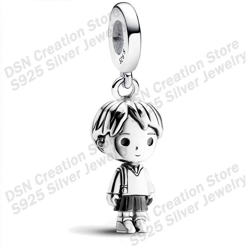 925 Sterling Silver Disney Charms | Stitch, Mickey & Cheshire Cat Beads for Original Bracelet Halloween Jewelry Gift