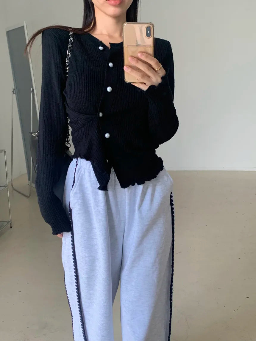 Chic Autumn Winter Loose Casual Pants – Color Block Side Stripe Floral Women Sweatpants Long Trousers