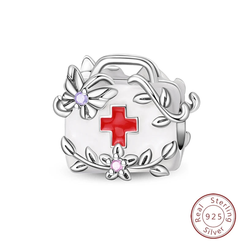Doctor Nurse 925 Sterling Silver Charms Beads | Original Trendy Medical Pendant for DIY Bracelet Jewelry