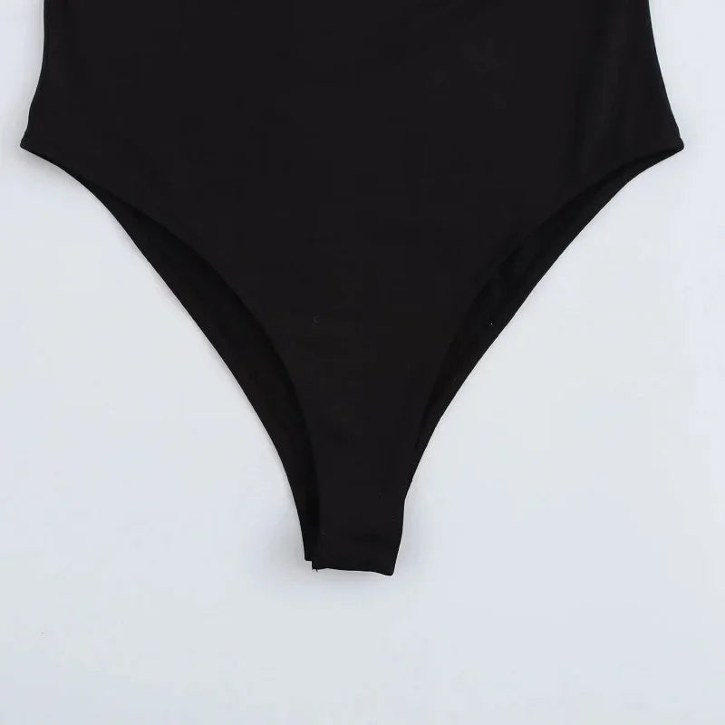 2025 MUJER Black Bustier Bodysuit for Women | Sexy Long Sleeve One-Piece Summer Top