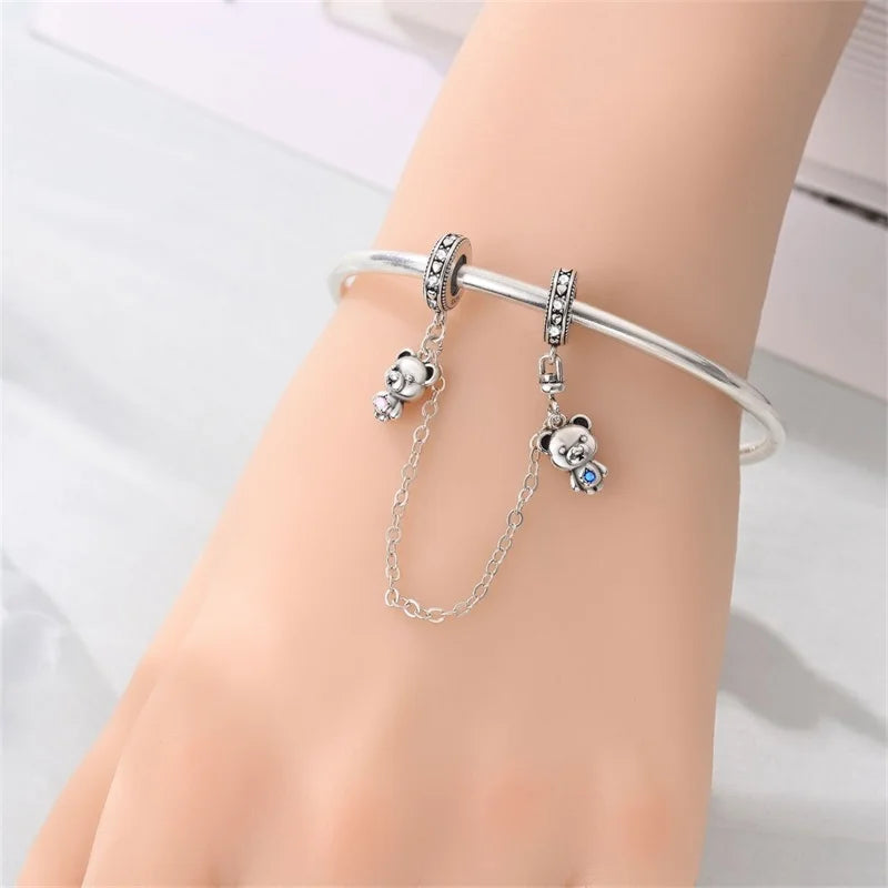 100% 925 Sterling Silver Heart Family Charms with Pumpkin & Pave Zircon Pendant – Fits Original Bracelet DIY Jewelry Gifts