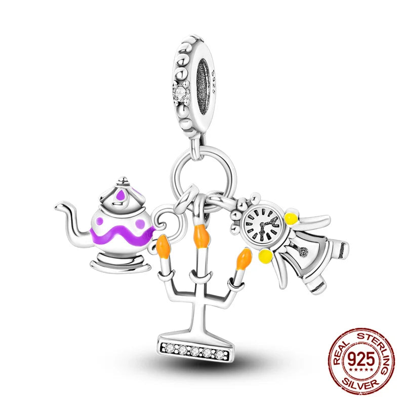 Hot Bible Cross Pink Zircon Charm – 925 Sterling Silver DIY Bracelet for Women