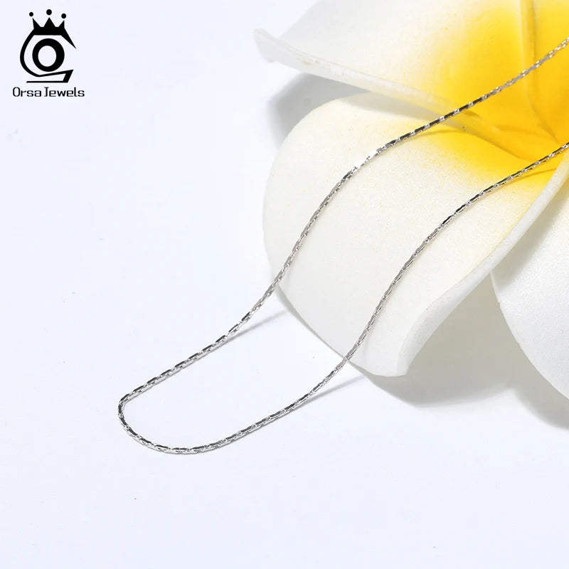 ORSA JEWELS 925 Sterling Silver 0.6mm Bamboo Chain Necklace – 14K Gold Plated Women’s Jewelry Birthday Gift SC21