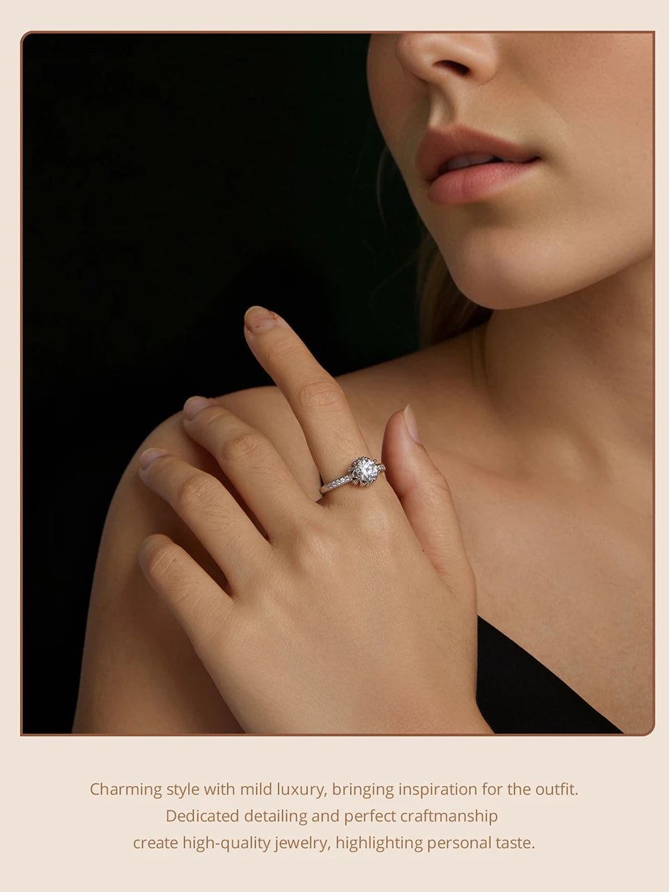 BAMOER 1ct D Color VVS1 Moissanite Flower Ring – 925 Sterling Silver Solitaire Engagement Ring for Women