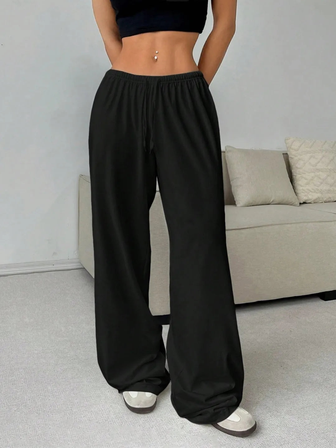 Elegant High Waist Baggy Pants | Women’s Loose Drawstring Wide Leg Sweatpants | Casual Streetwear Trousers