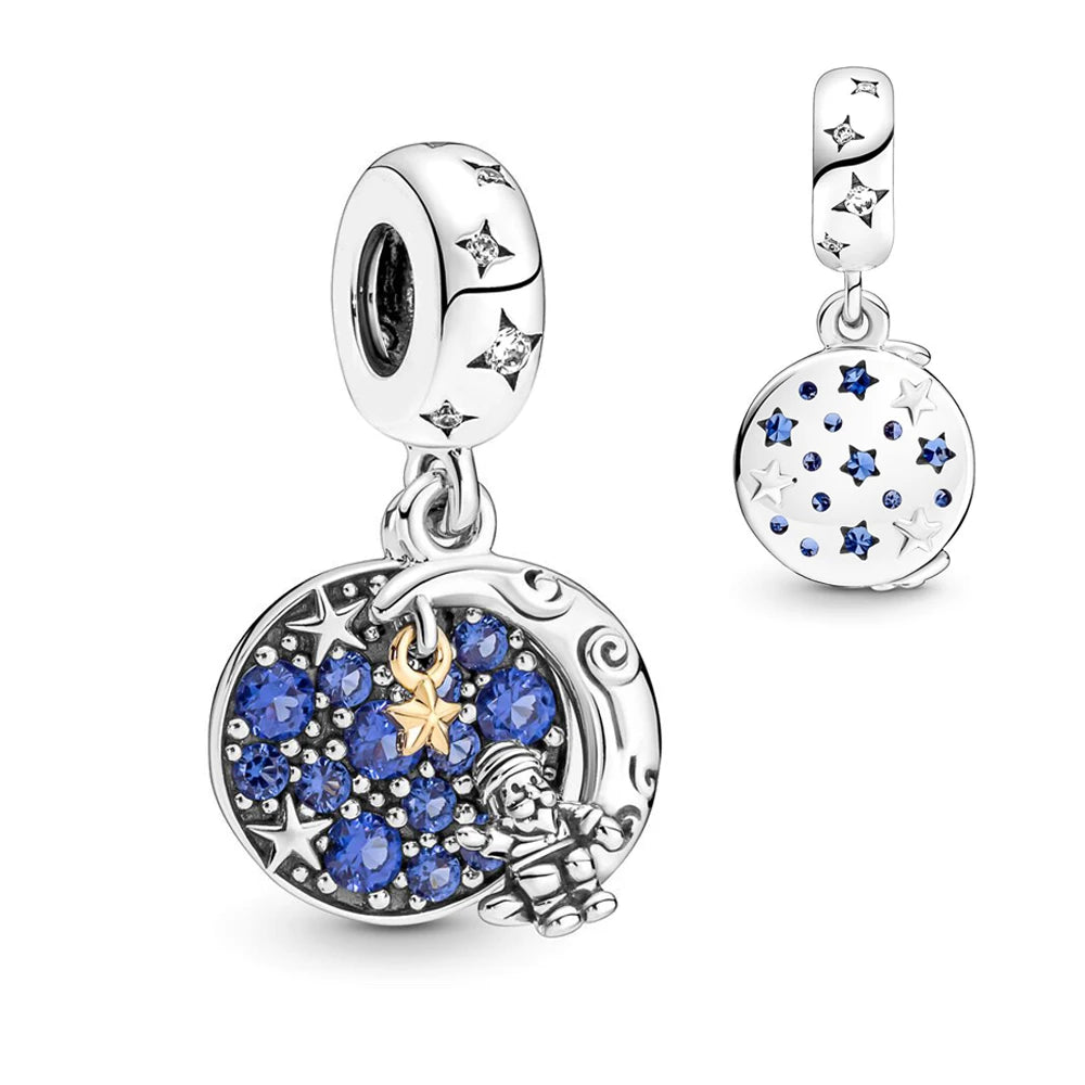 Sparkling Christmas Butterfly Bell Moon Charms | 925 Silver Beads Fit Original Pan Bracelet | DIY Women Jewelry New Year Gift