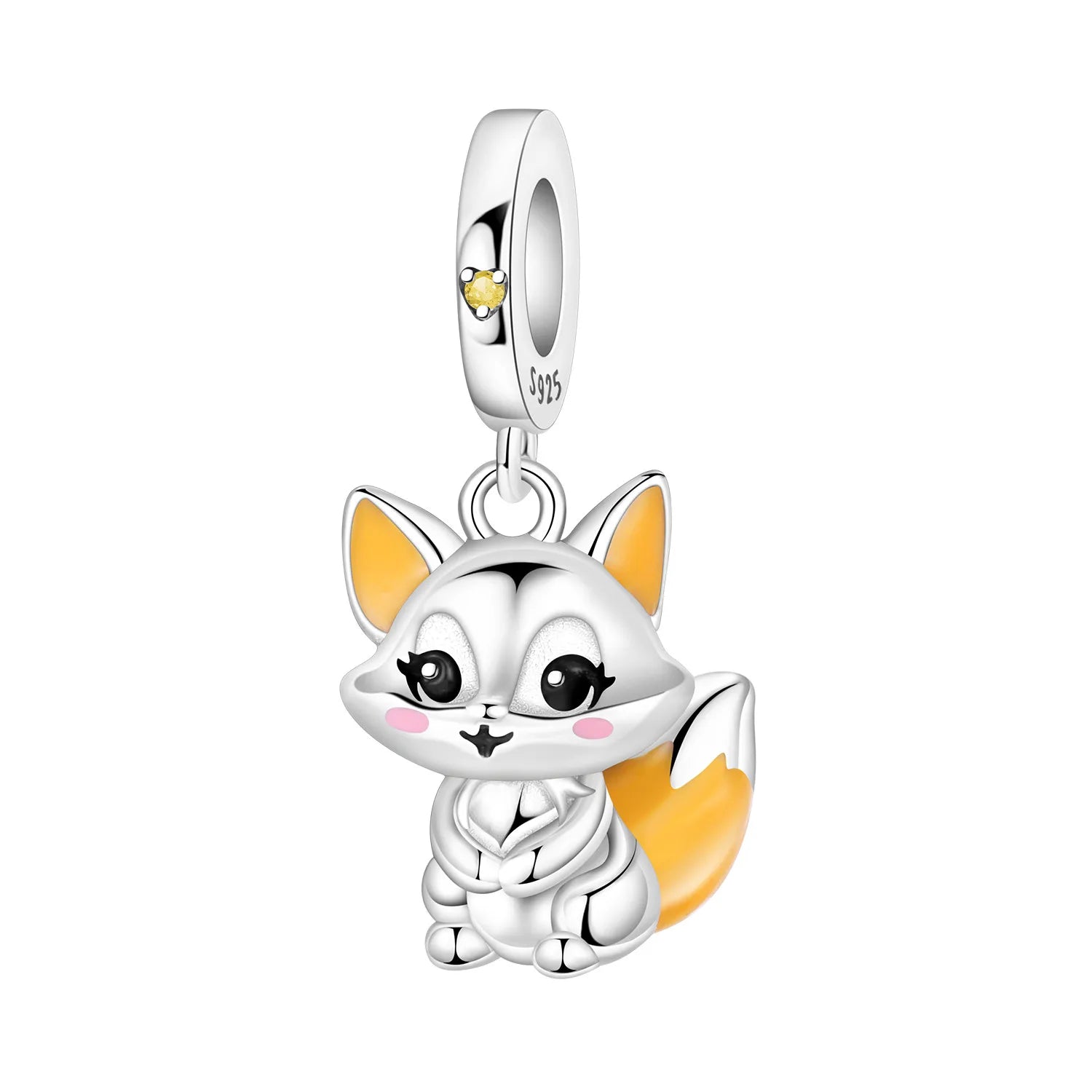 PANPOKI 925 Sterling Silver Cute Mouse Eating Cheese Charm Pendant | Original Bracelet DIY Jewelry Gift for Women