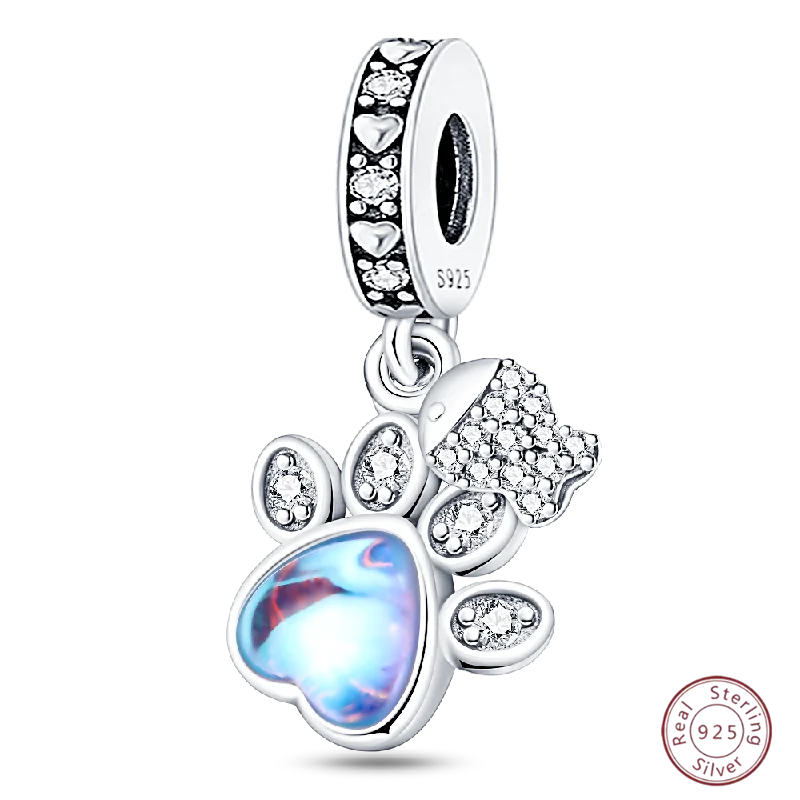 925 Sterling Silver Blue Zircon Ocean Shell Beaded Pendant | Fit Original 3mm Bracelet Women’s Fine Jewelry