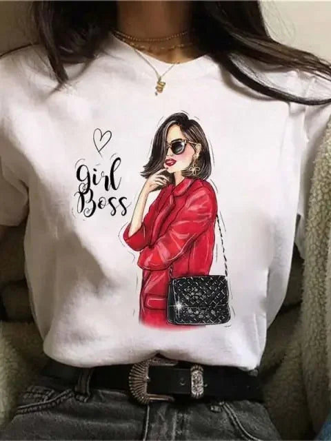 Maycaur Women's Graphic Printed T-Shirt | Korean Harajuku Short Sleeve Top | Fashion Casual Summer Tee