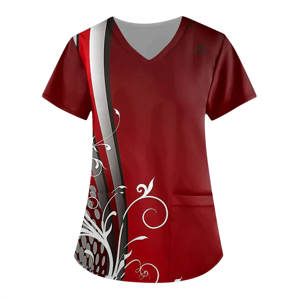 Women’s Nursing Scrubs ✨ Starlight 3D Print V-Neck Medical Uniform 💙