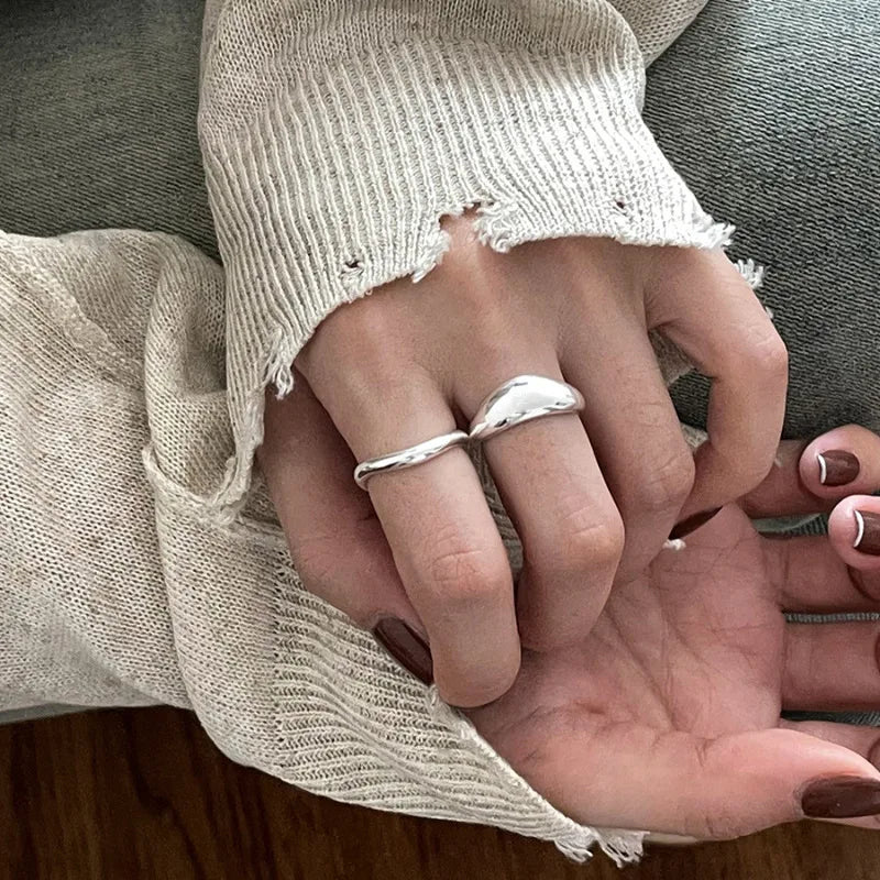 VENTFILLE 925 Sterling Silver Irregular Geometry Ring – Women’s Minimalist Jewelry Gift