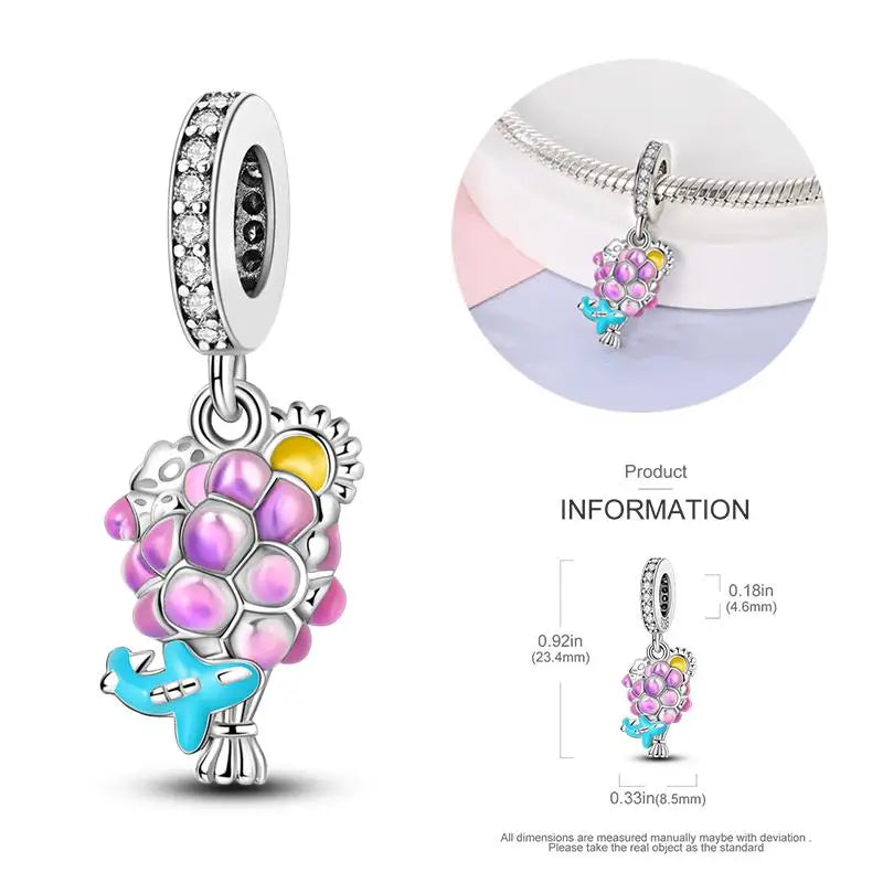 925 Sterling Silver Flying Bird & Butterfly Safety Chain Charm Beads for Original 3mm Bracelet – DIY Jewelry Gift