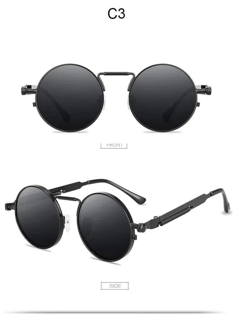 Retro Men Punk Style Sunglasses – Colorful Round Metal Frame Women Fashion Sun Glasses UV400 Oculos De Sol