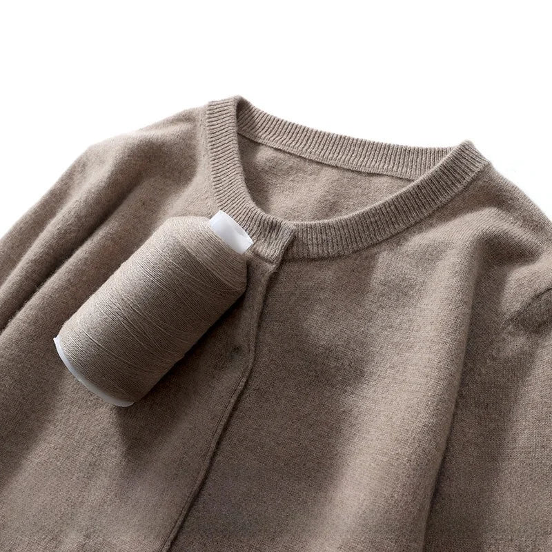 Off-Season Knitted Open Cardigan – Women’s Loose Round Neck Outerwear | Large Size Sweater for Spring & Autumn