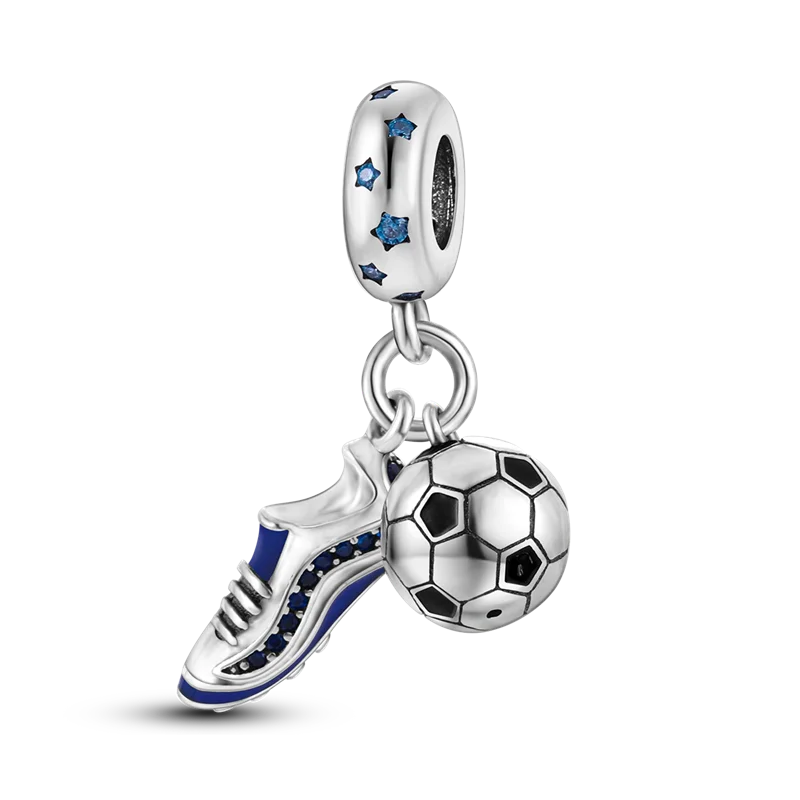 925 Sterling Silver Love Football Cup Charm Beads – Sport, Beer & Travel Pendants Fit Original Pandora Bracelet & Necklace