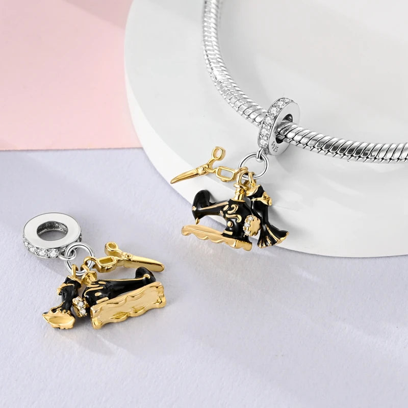 925 Sterling Silver Funny Playable Charms Beads | Smart Watch Tarot Bike Travel Dangle Fit Pandora Bracelet DIY Jewelry