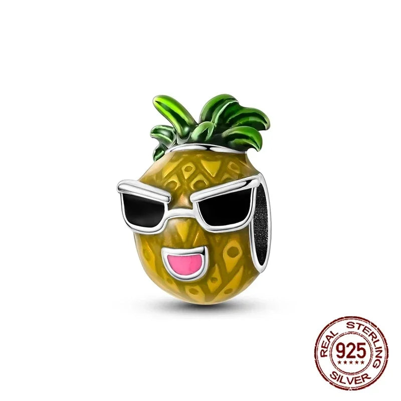 925 Sterling Silver Heart Shaped Warm Family Charm Beads Butterfly Flower Pendant