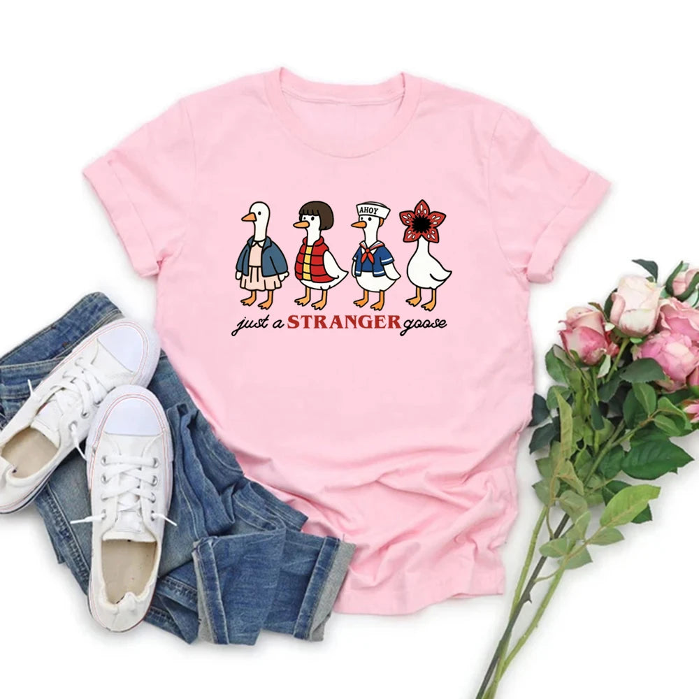 Just A Stranger Goose T-Shirt 🦢 Funny Parody Women Graphic Tee ✨