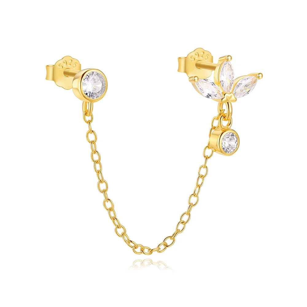 CANNER 925 Sterling Silver Horse Eye Tassel Zircon Drop Earrings – Minimalist Geometric Jewelry for Women