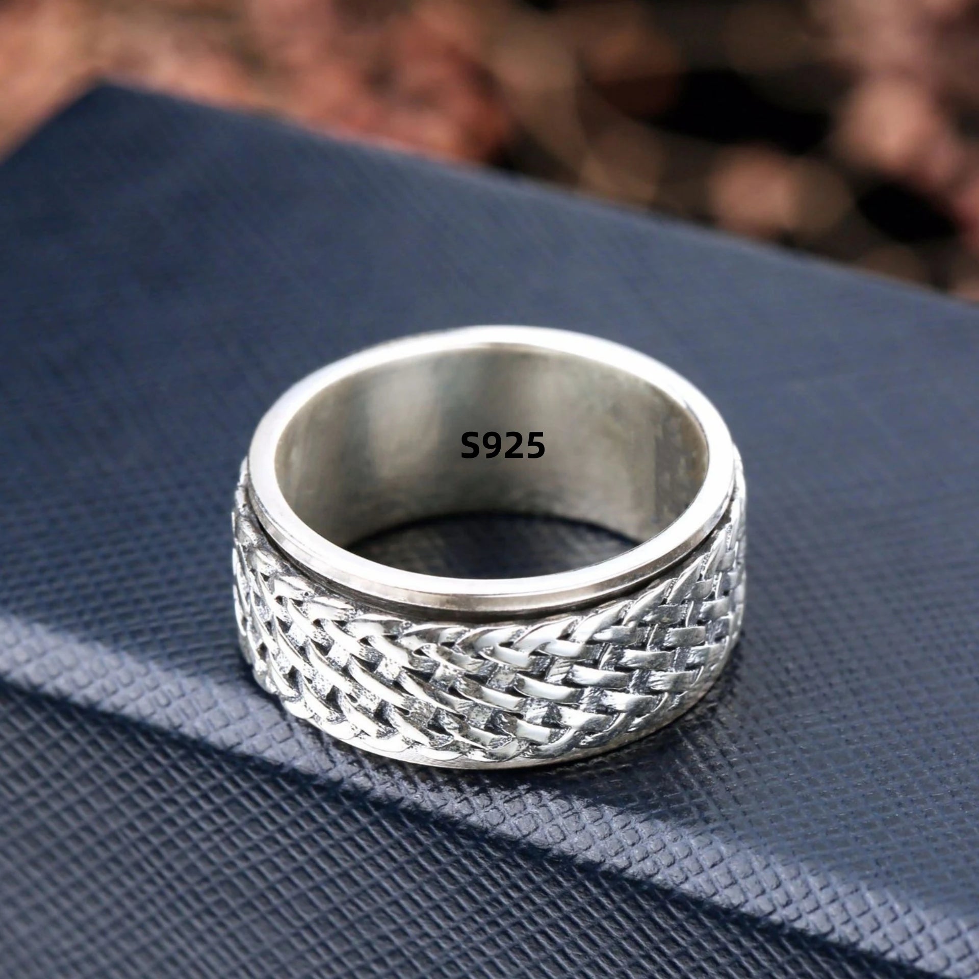 Simplicity Vintage S925 Sterling Silver Viking Ring – Rotatable Woven Pattern Unisex Jewelry Gift