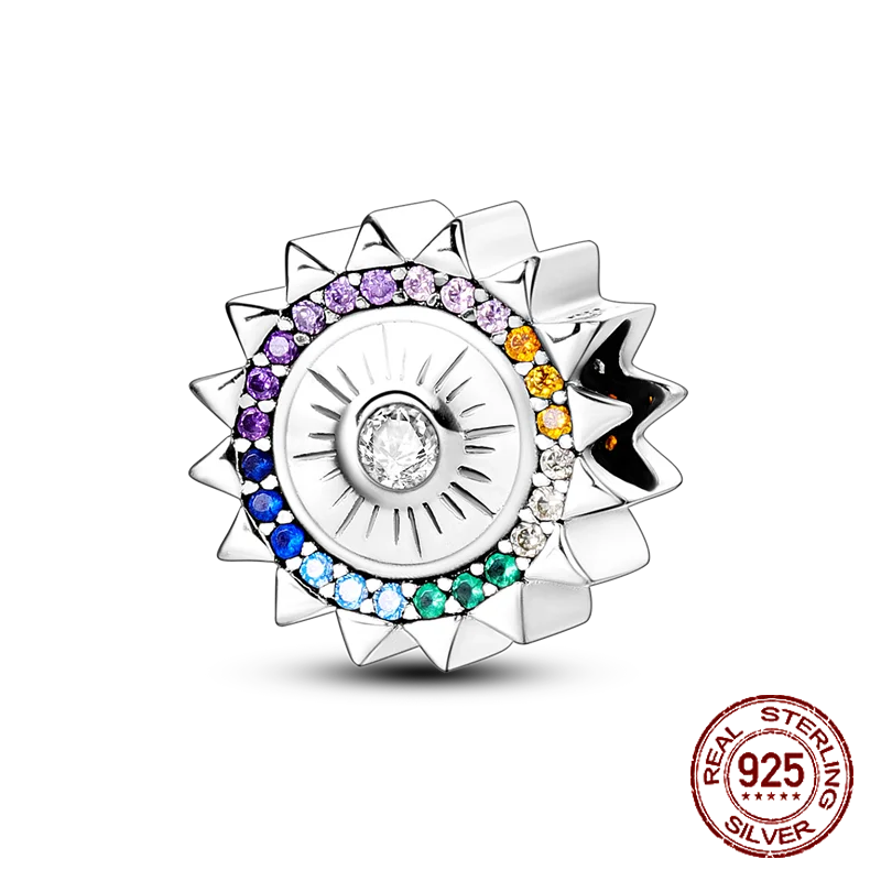 925 Sterling Silver Purple Flower & Butterfly Dangle Charm | Bead for 4MM Bracelet or Necklace DIY Jewelry Gift