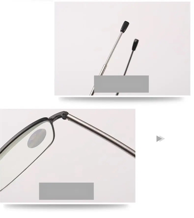 Foldable Reading Glasses Men Women Metal Frame Blue Light Resistant EyeGlasses with Zipper Bag Prescription Eyewear +1.0 To +4.0