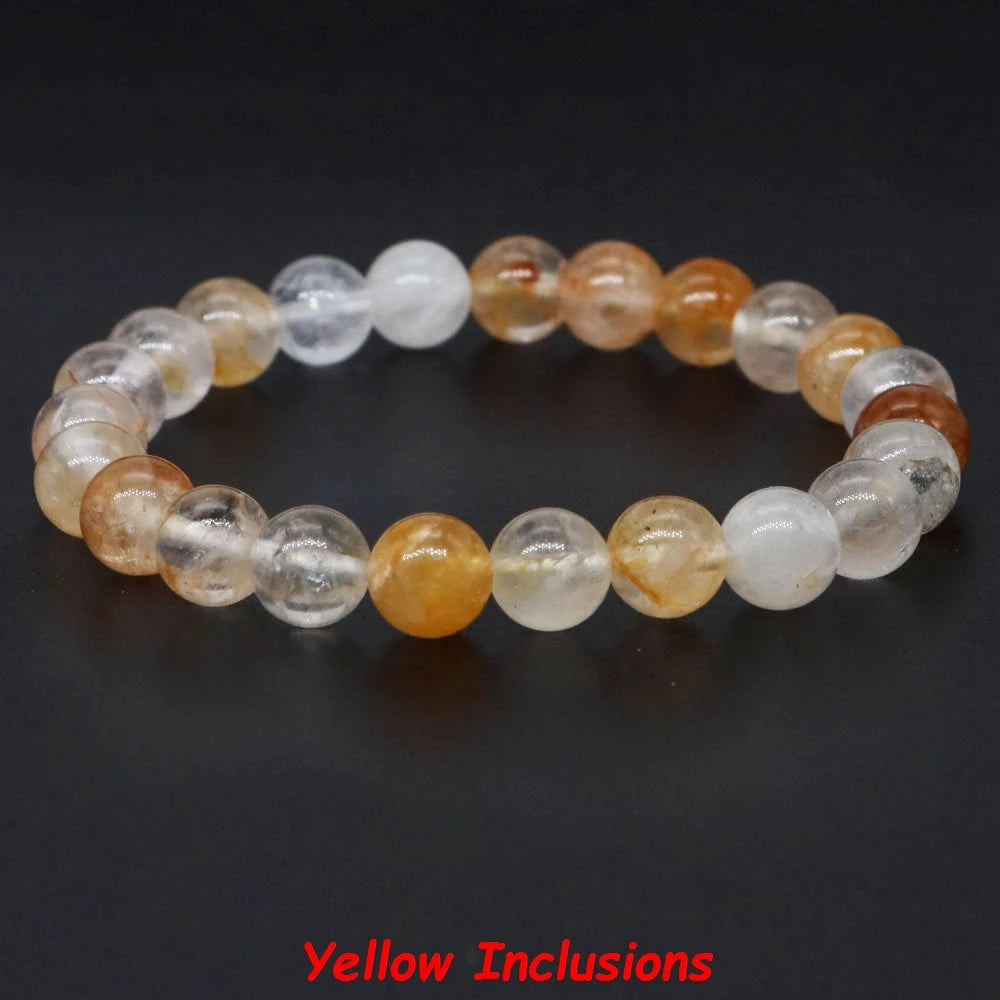 Natural Stone Healing Crystal Bracelet | Amethyst, Quartz & Agate Round Beads Elastic Stretch Bangle for Women & Men