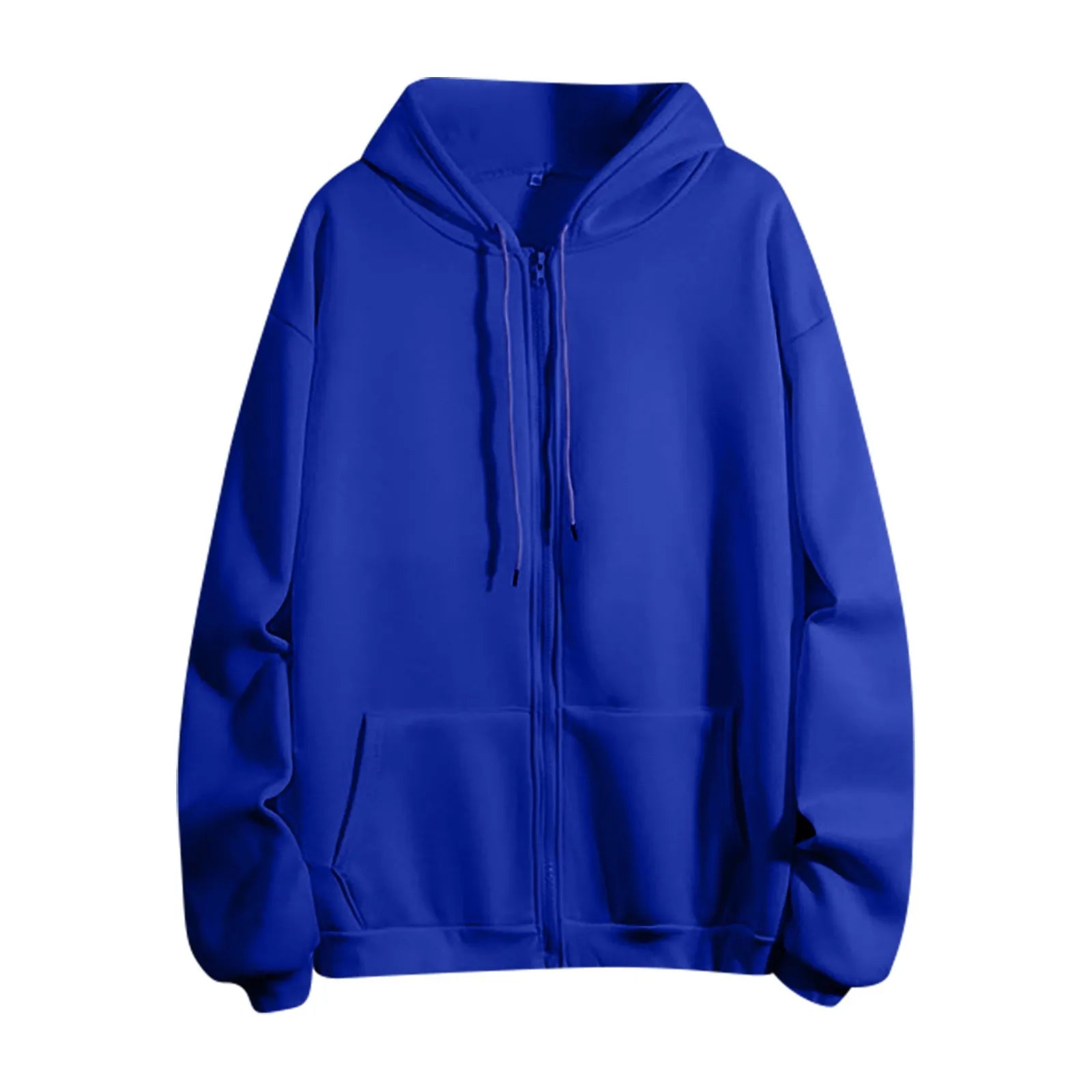 Spring Autumn Women Solid Color Hooded Sweatshirt Coat | Zipper Pocket Hoodie Jacket | Casual Outerwear Femme