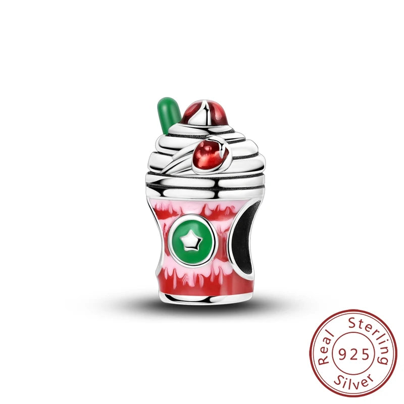 925 Sterling Silver Fruit Charms Beads | Cherry, Strawberry, Lemon, Peach & Avocado Pendants for Original Bracelet DIY Jewelry