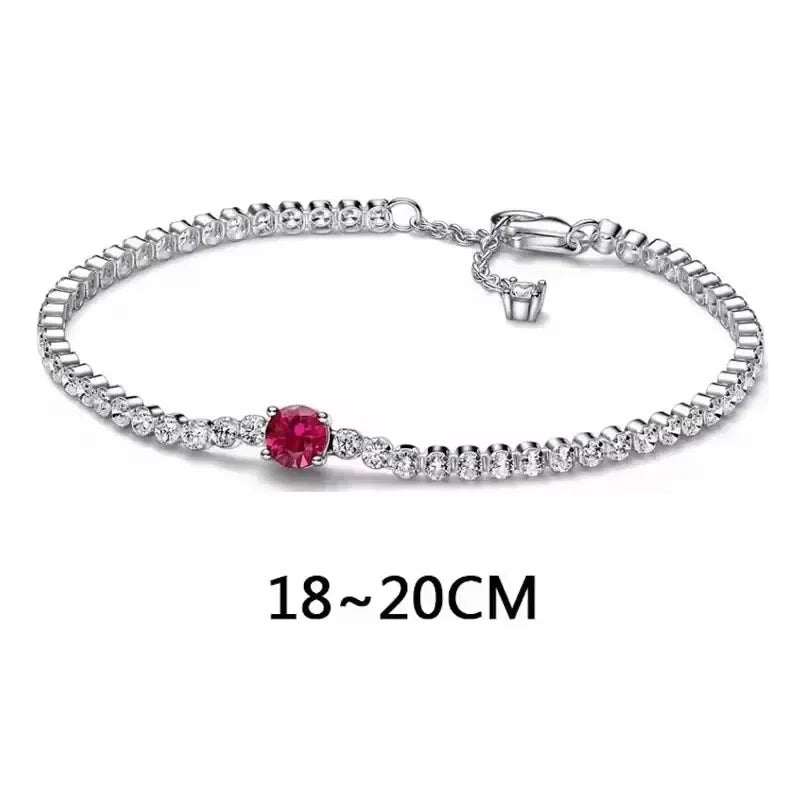 925 Sterling Silver Red Heart-shaped Ring Necklace Bracelet | Luxury Charm Jewelry for Women | DIY Party Gift Collection