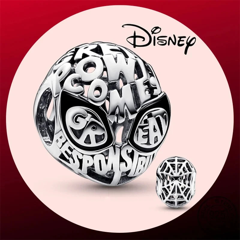 925 Sterling Silver Disney Spider-Man Charm Bead | Fits Pandora Bracelet | Women’s Fashion Jewelry Gift