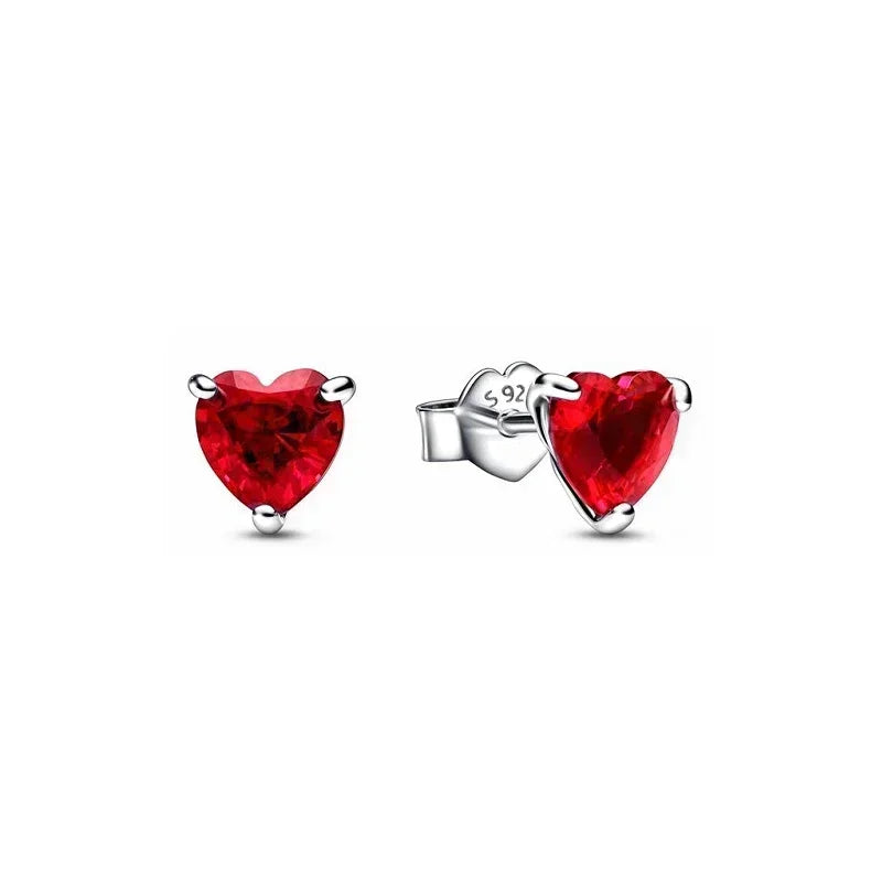 New 925 Sterling Silver Red Heart-Shaped Ring, Necklace & Bracelet | Classic Luxury Charm Jewelry for DIY & Party Gifts