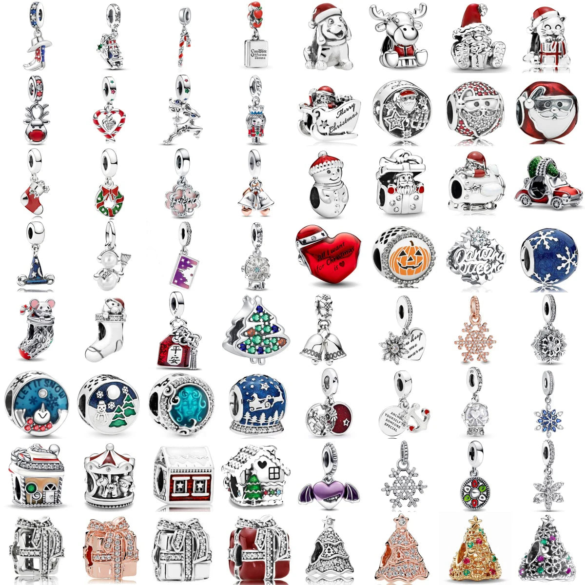 925 Sterling Silver Santa Claus Christmas Tree Elk Socks Charm | Fits Original Pandora Bracelet | DIY Lady Girl Jewelry