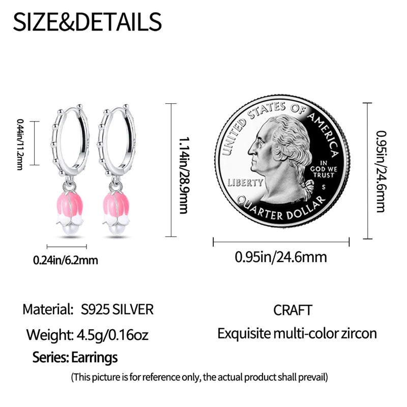 Orstarry 925 Sterling Silver Pink Sweet Bow Drop Earrings | Women’s Original Jewelry Party & Anniversary Gift