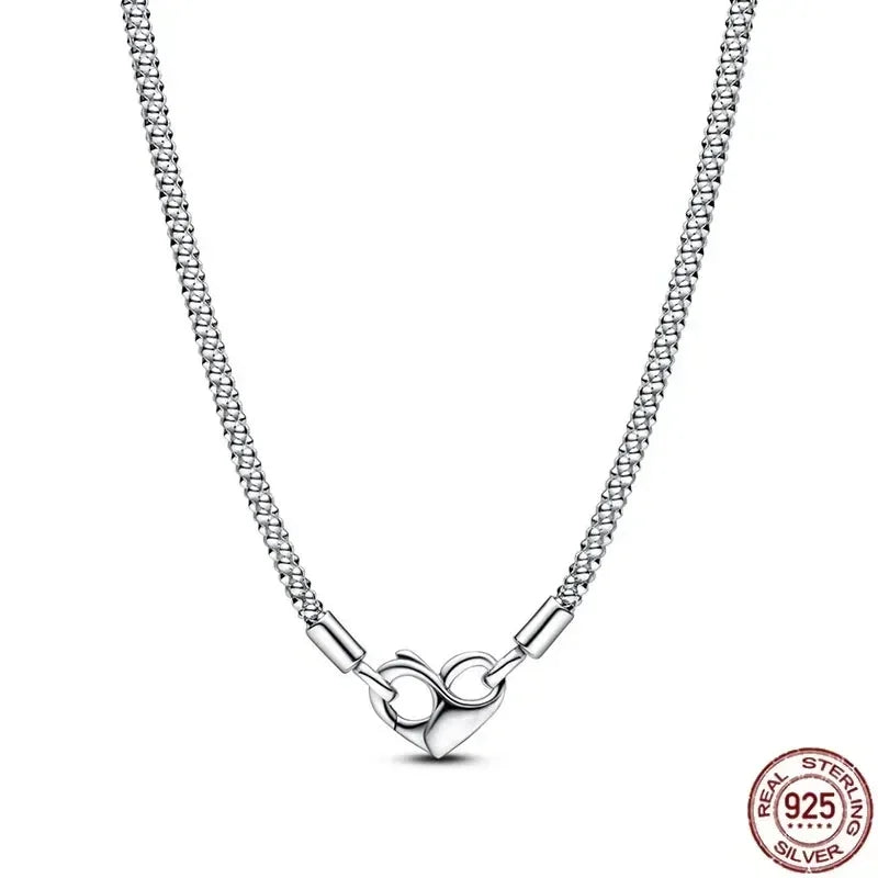 925 Sterling Silver Dazzling Round Bow Heart Necklace | Simple Elegant Charm Jewelry Gift for Women