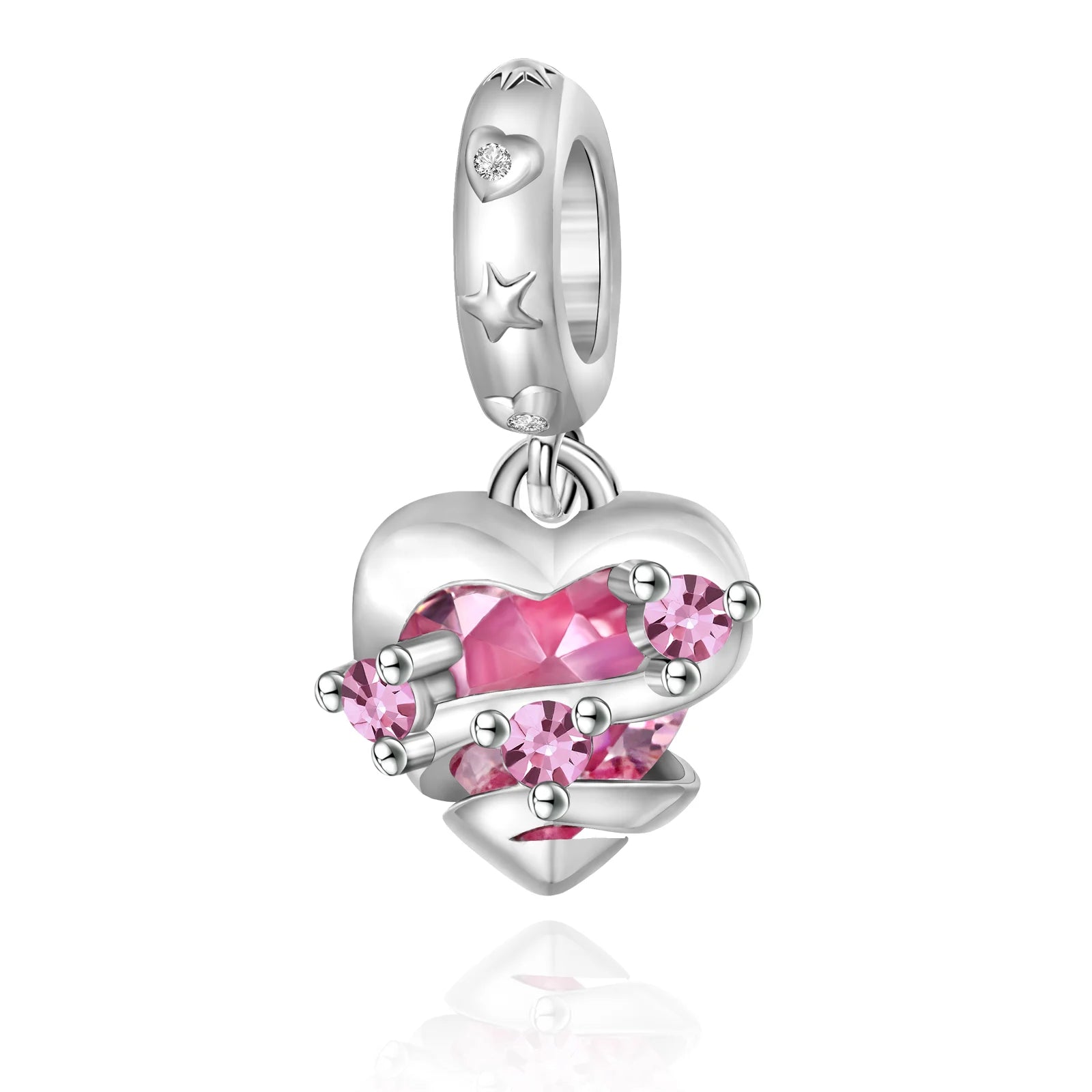 Romantic Pink Flowers 925 Sterling Silver Charms | Bag Lipstick Heart Bow Rose Bead Fit Original Bracelet DIY Jewelry Gift