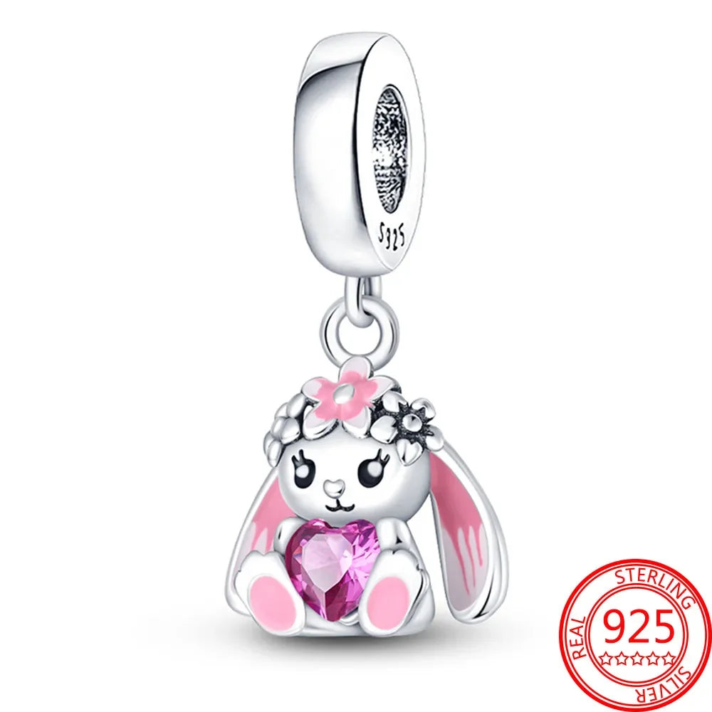 925 Sterling Silver Animal Charms | Bear, Rabbit, Dog, Panda, Elephant & Pig Beads Fit Original Bracelet DIY Jewelry Gift