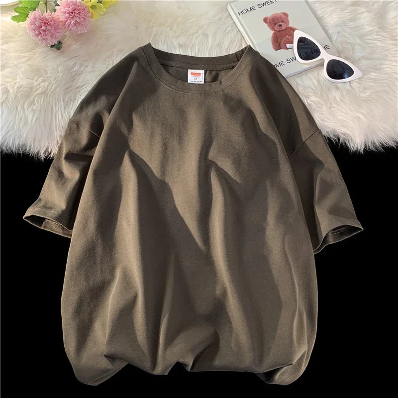 LEGIBLE 2025 Summer Women’s Cotton T-Shirt – Loose Solid Oversized O-Neck Tee 👕✨