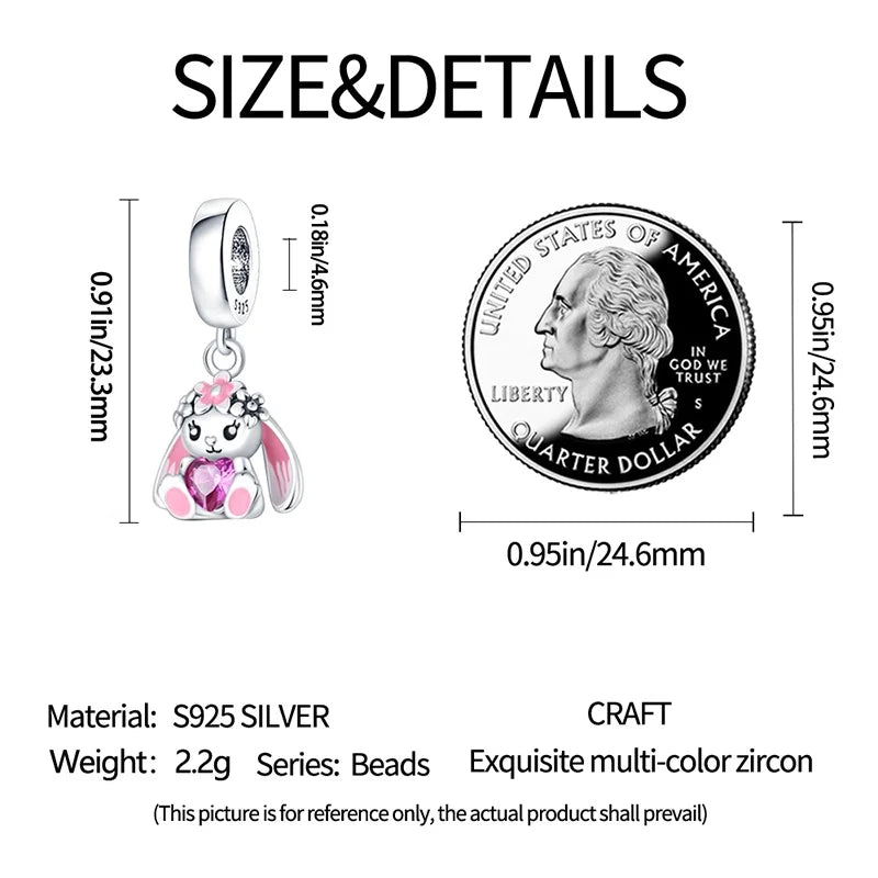 Cute Pet Kitten Puppy Sheep Charms | Fit 925 Original Pandora Bracelets | Colorful Zircon Beads DIY Jewelry Gift