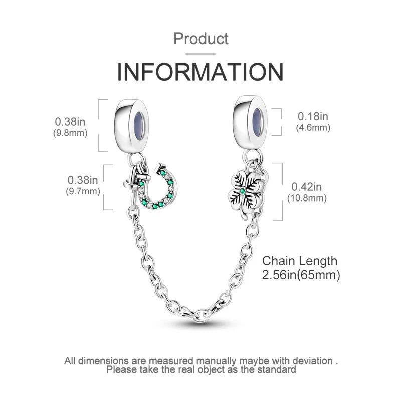 925 Sterling Silver Star Moon Safety Chain Charm | Pandora Fit Jewelry