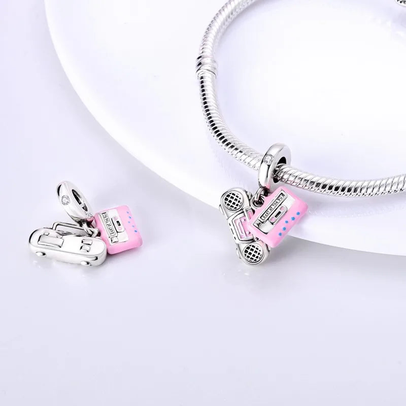 925 Sterling Silver Funny Playable Charms Beads | Smart Watch Tarot Bike Travel Dangle Fit Pandora Bracelet DIY Jewelry